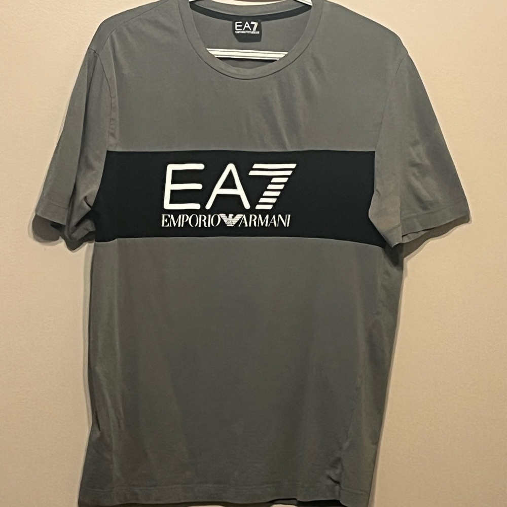 Emporio Armani Gray and Black Short Sleeve Tee